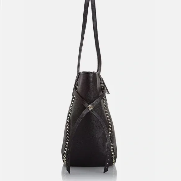 NWT Coach Whiplash Black Leather Tatum Satchel Bag w/ Gold Accents Retail $550 - Picture 2 of 12